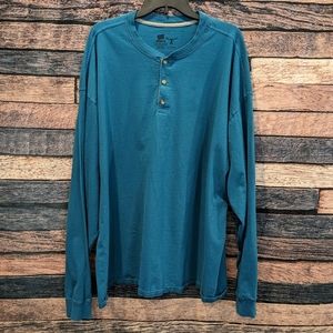 Hanes Blue Long Sleeve Henley
